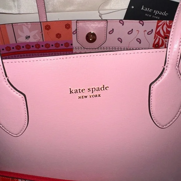 Kate Spade Pink Tote Bag with detachable clutch and dust bag. - Picture 4 of 11